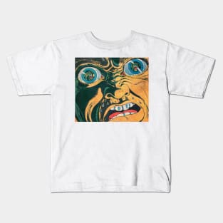 Comic Bulging Eyes with Ferocious Green Dog Kids T-Shirt